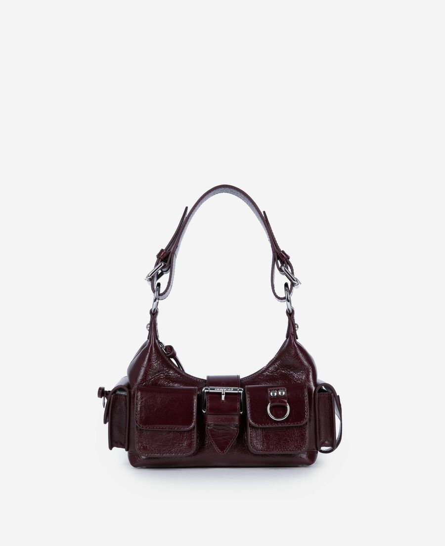 The Kooples F BORDEAUX amelia small bag in burgundy cracked leather
