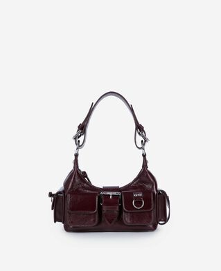 The Kooples F BORDEAUX amelia small bag in burgundy cracked leather