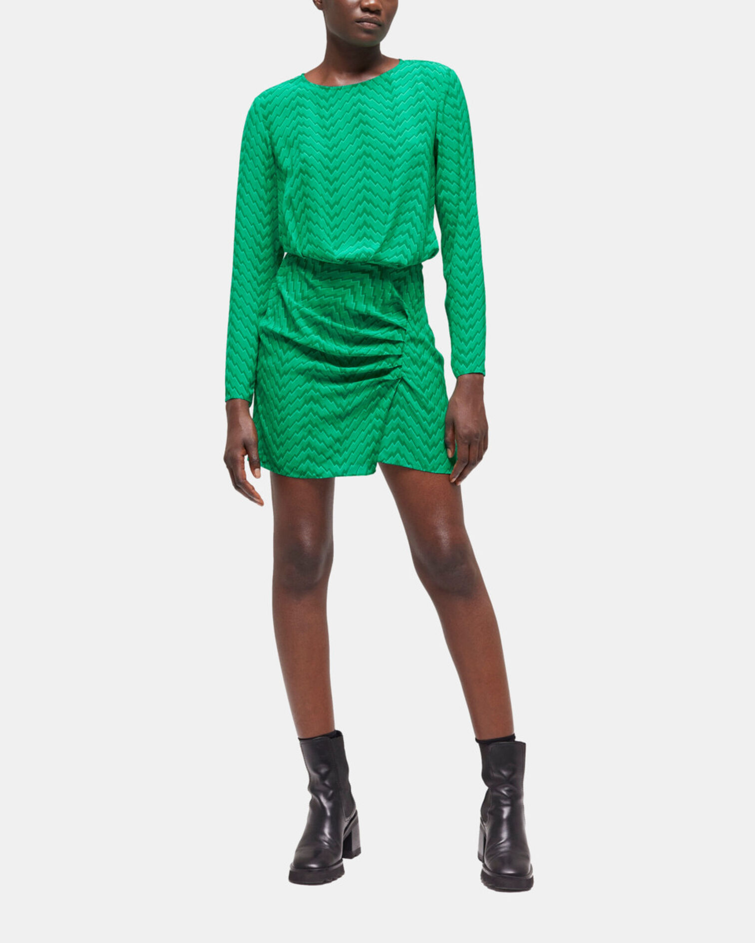 Short printed green dress, GREEN, hi-res image number null