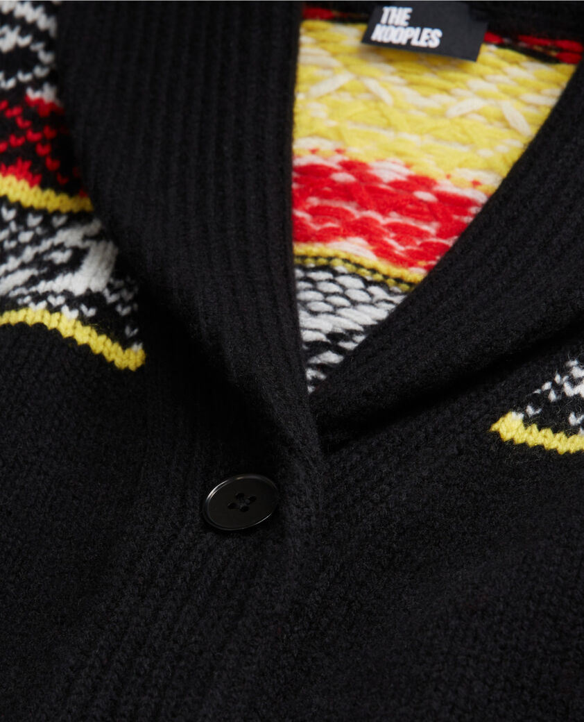 The Kooples WOMEN BLACK / RED / YELLOW patterned wool cardigan
