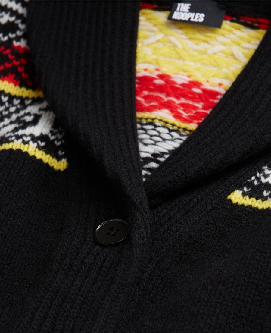 The Kooples WOMEN BLACK / RED / YELLOW patterned wool cardigan