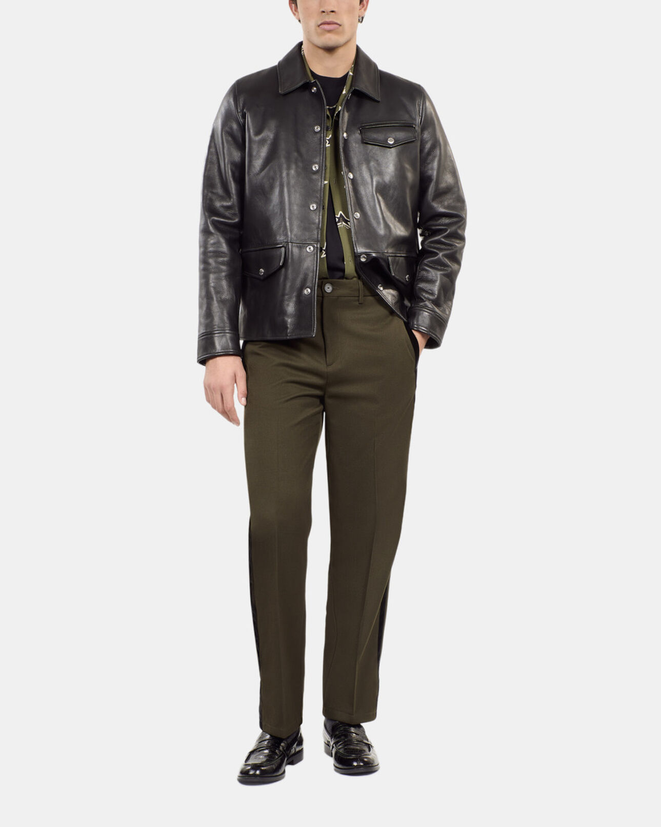 The Kooples MEN BLACK black leather jacket