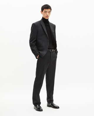 The Kooples HOMME PEARL GREY veste de costume droite à fines rayures gris foncé