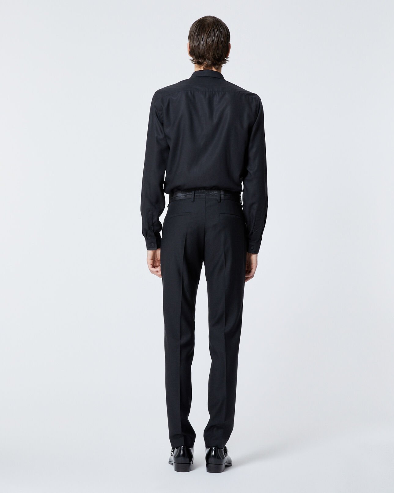 The Kooples MEN BLACK fitted black dinner trousers in wool