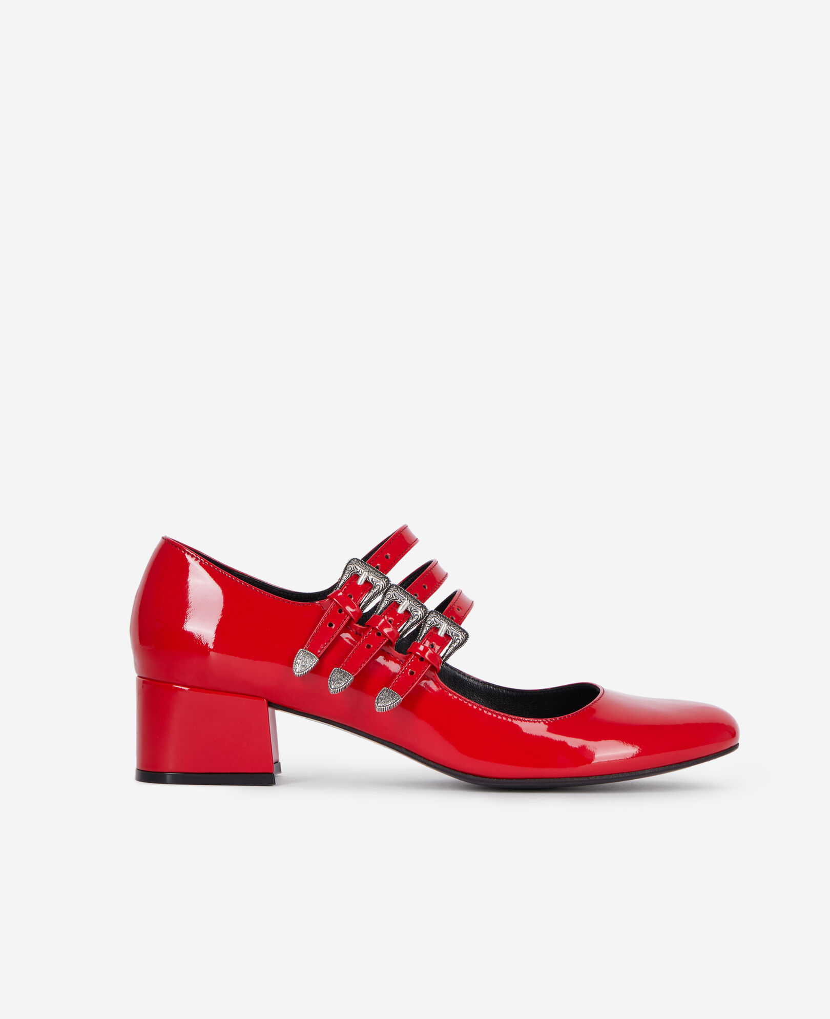 The Kooples WOMEN RED red leather mary janes with western buckles