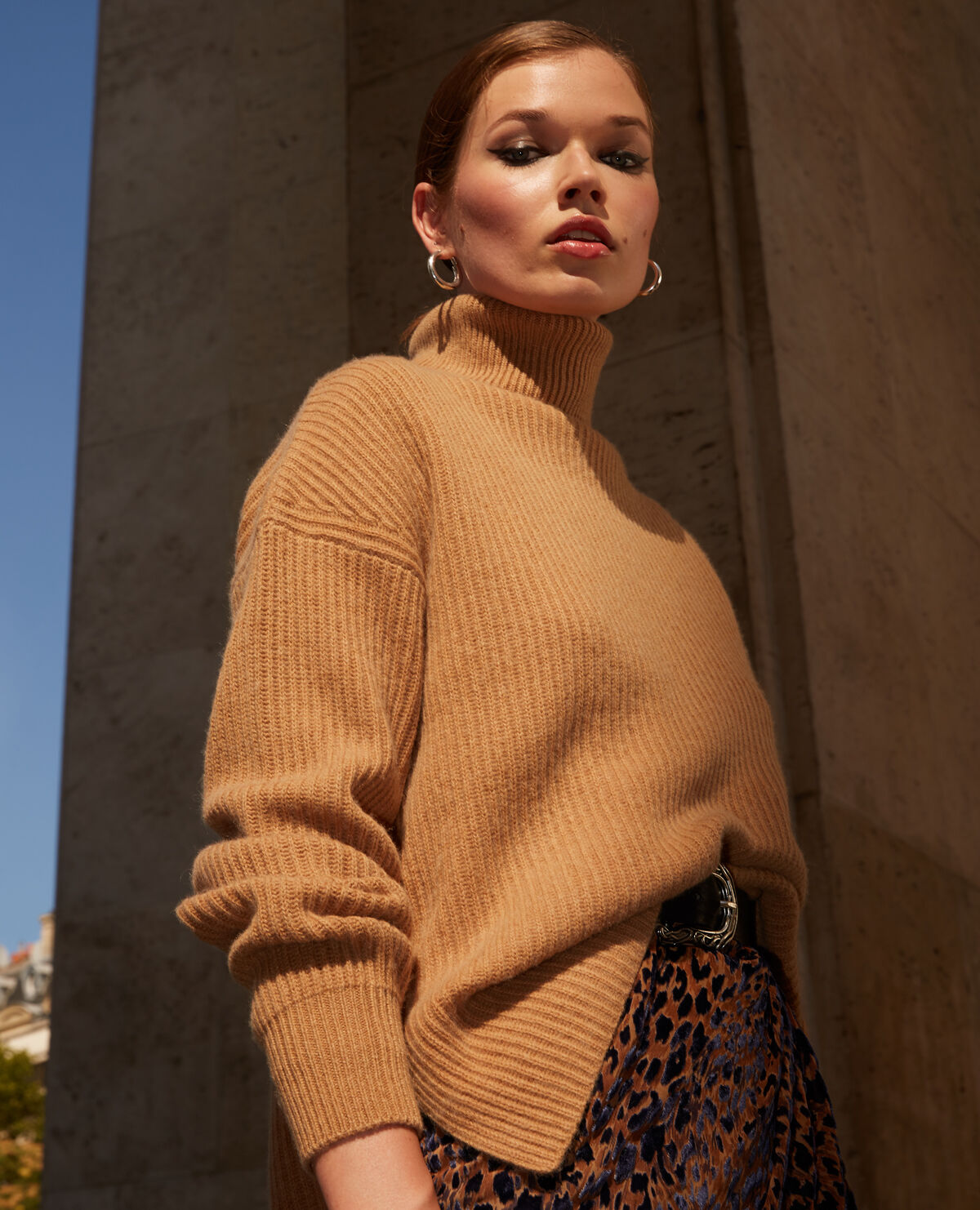 Camel top coloured turtleneck