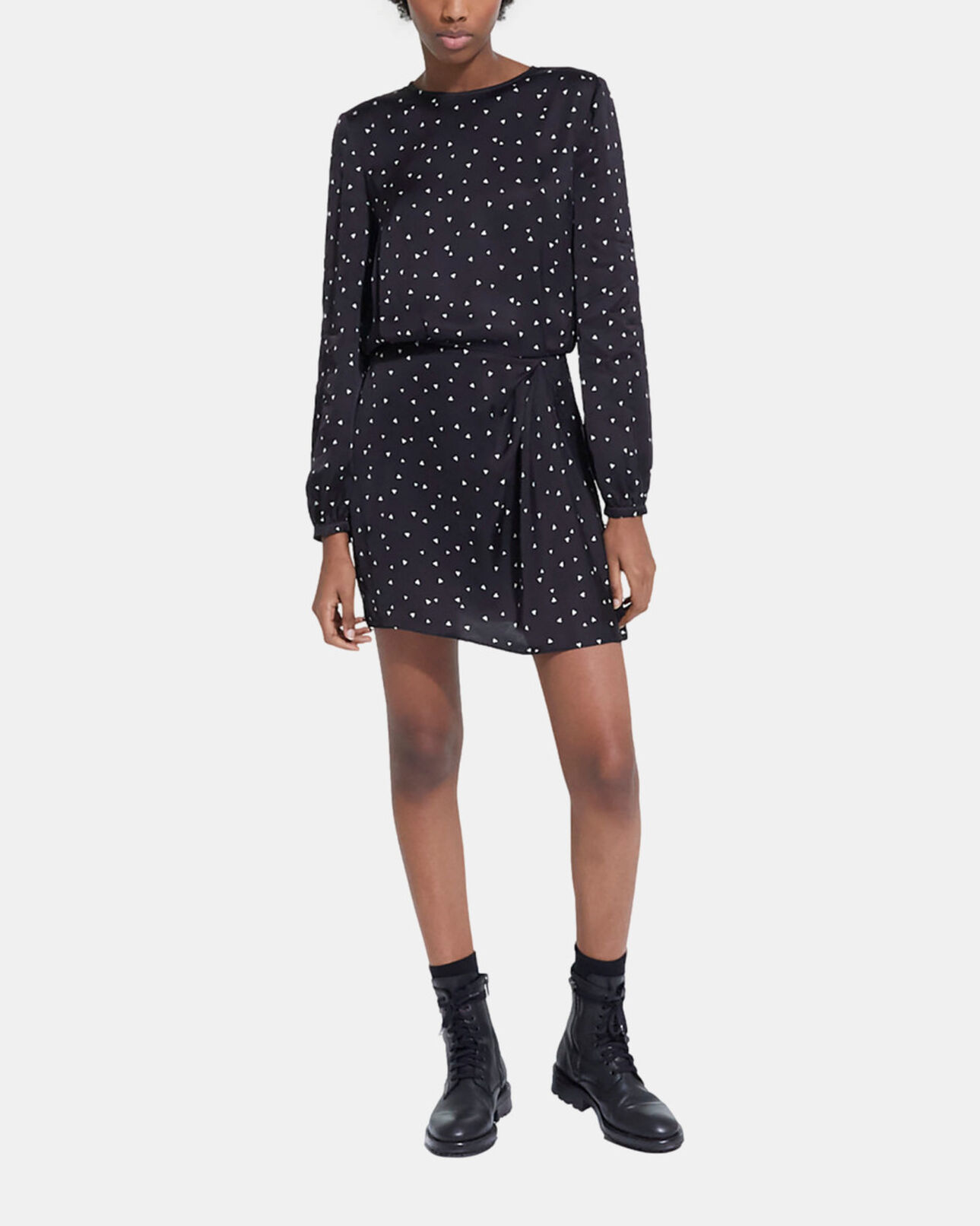The Kooples WOMEN BLACK short dress with heart print