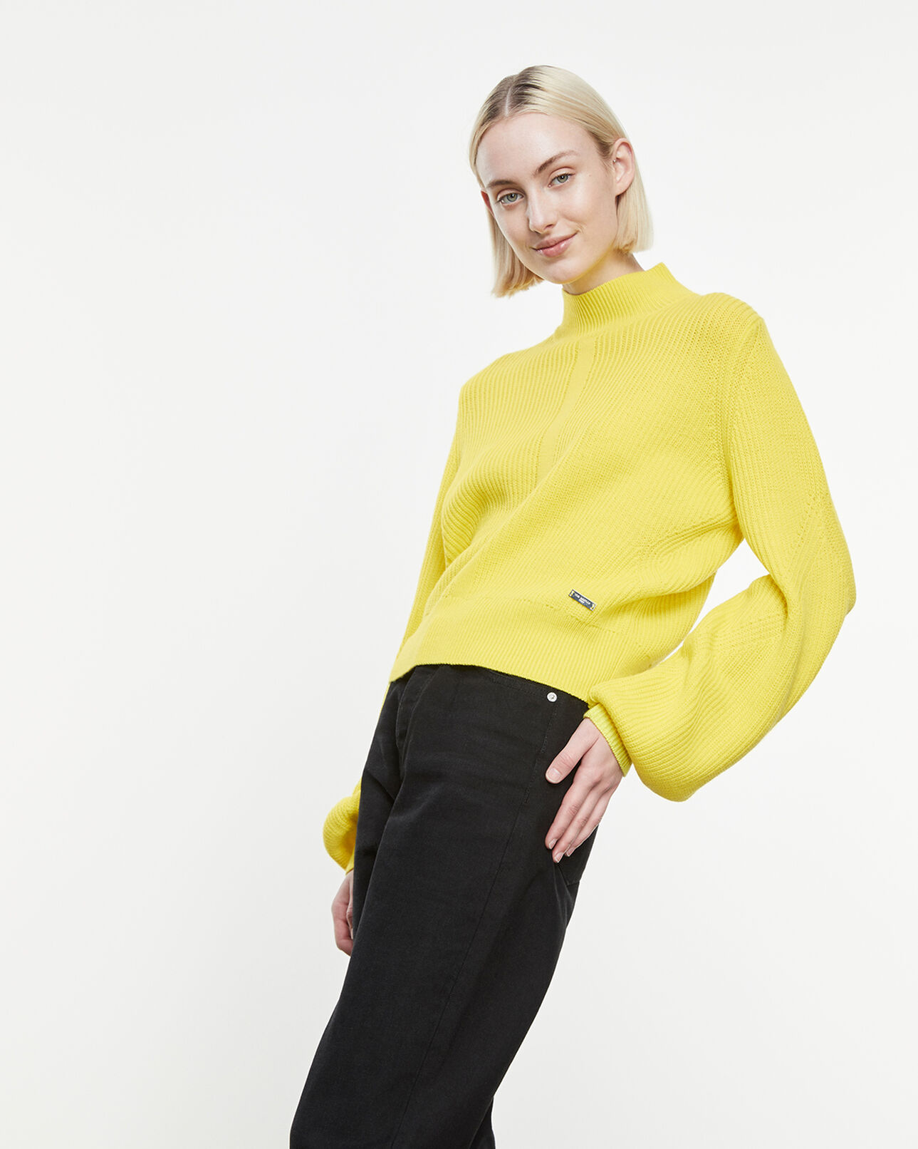 The Kooples FEMME YELLOW pull laine mérinos jaune