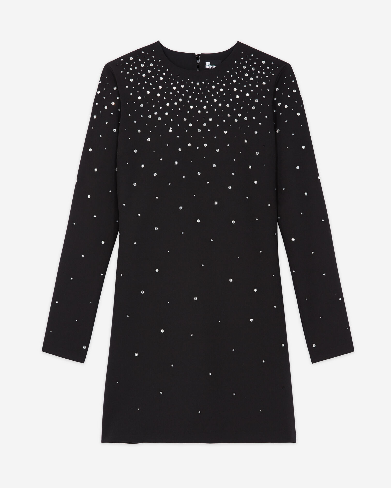 Robe courte détails strass noire, BLACK, hi-res image number null