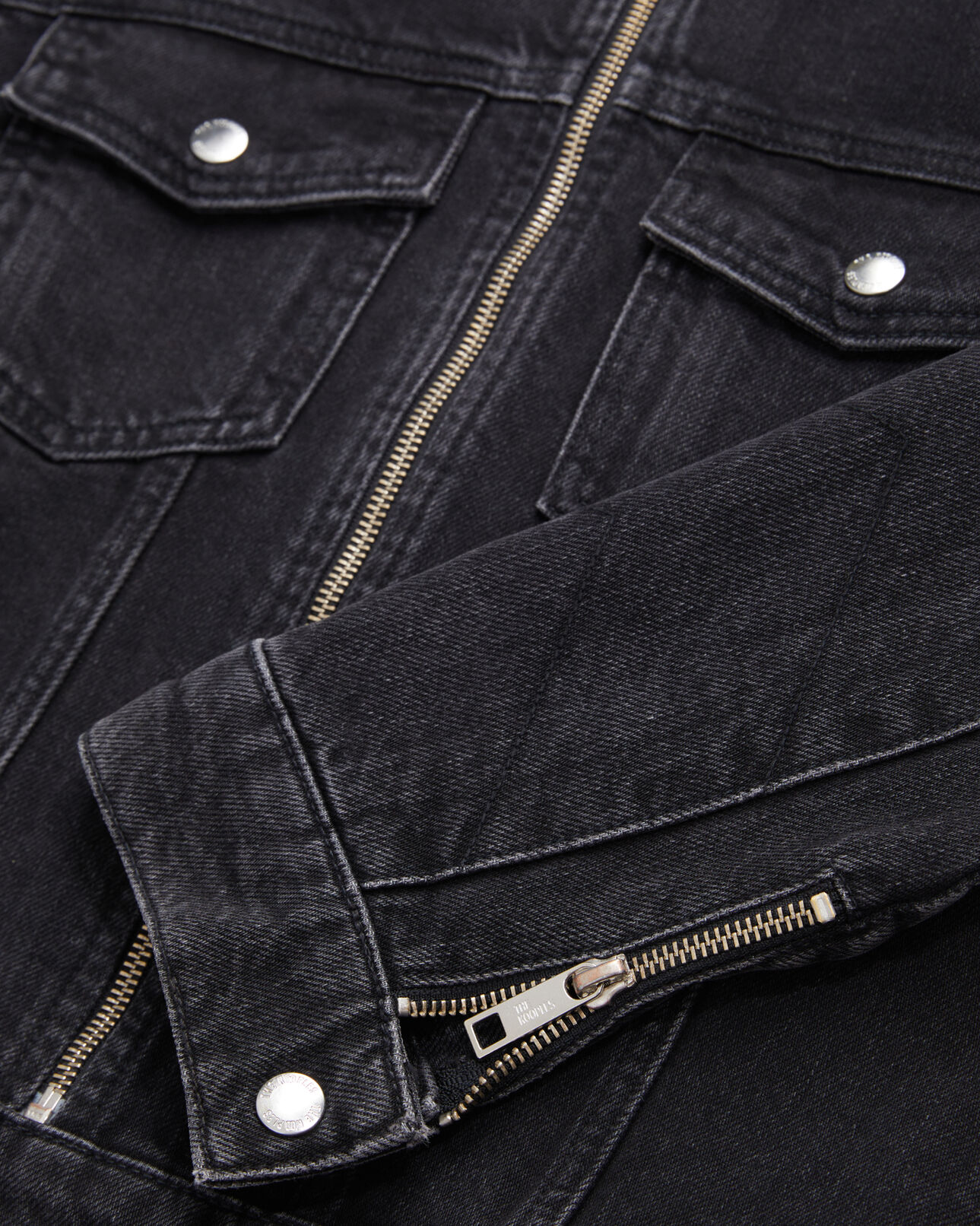 The Kooples MUJER BLACK WASHED chaqueta biker negra denim