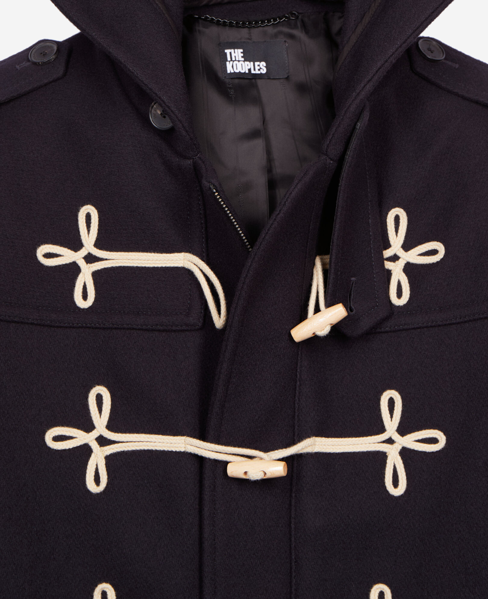 The Kooples HOMME DARK NAVY caban court à capuche bleu marine