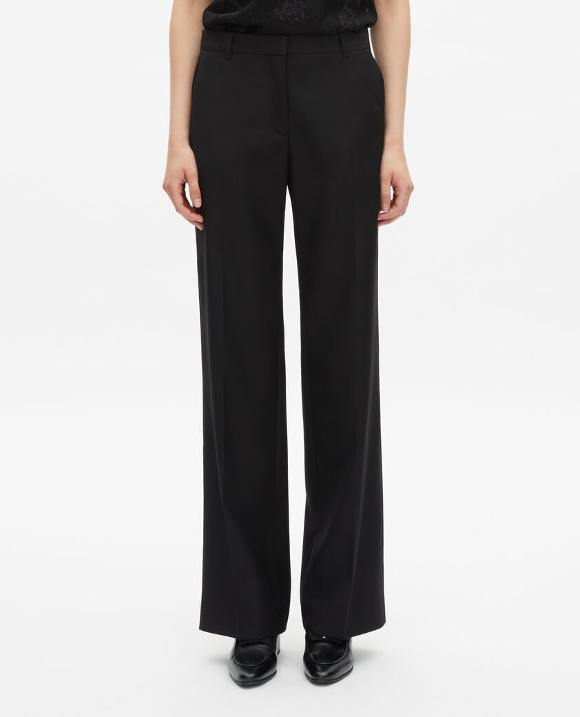 The Kooples FEMME BLACK pantalon tailleur en laine coupe droite noir