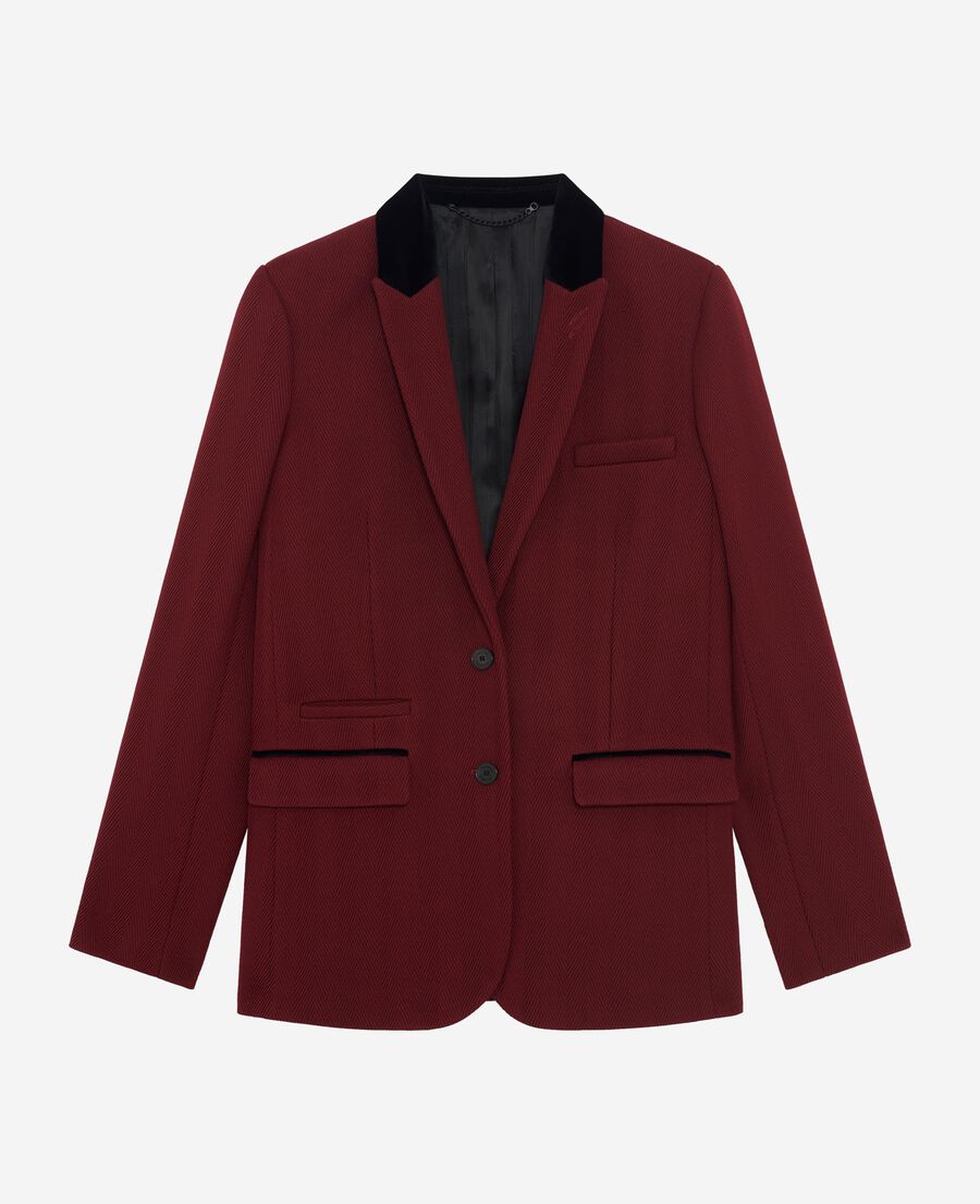 The Kooples FEMME WINE RED veste avec col velours bordeaux