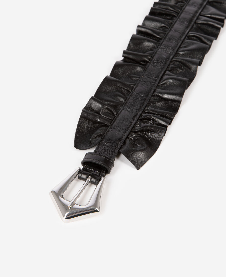 The Kooples WOMEN BLACK wide belt with black leather gathers