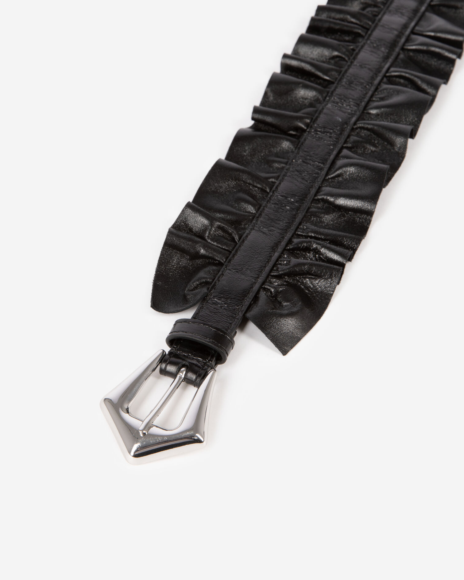 Wide belt with black leather gathers, BLACK, hi-res image number null
