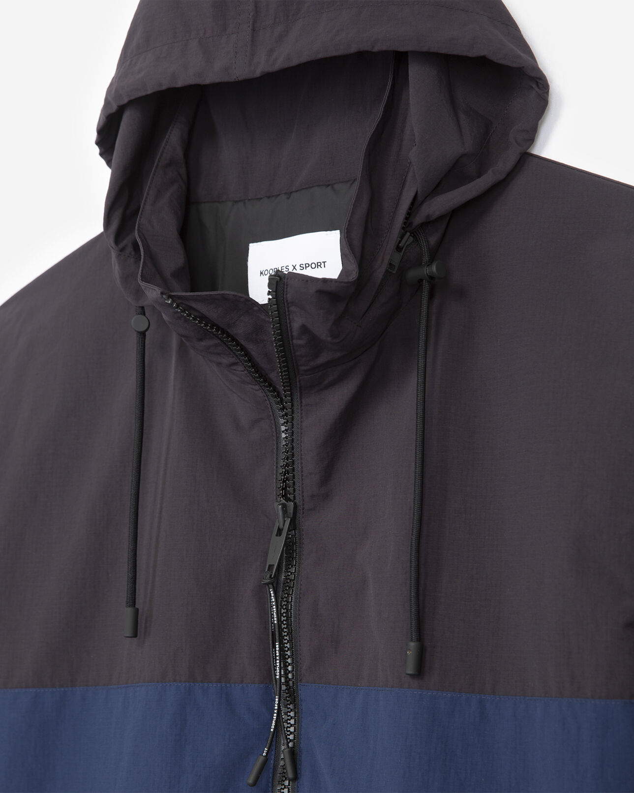 The Kooples MEN NAVY / BLACK two-tone windbreaker loose-fitting nylon jacket
