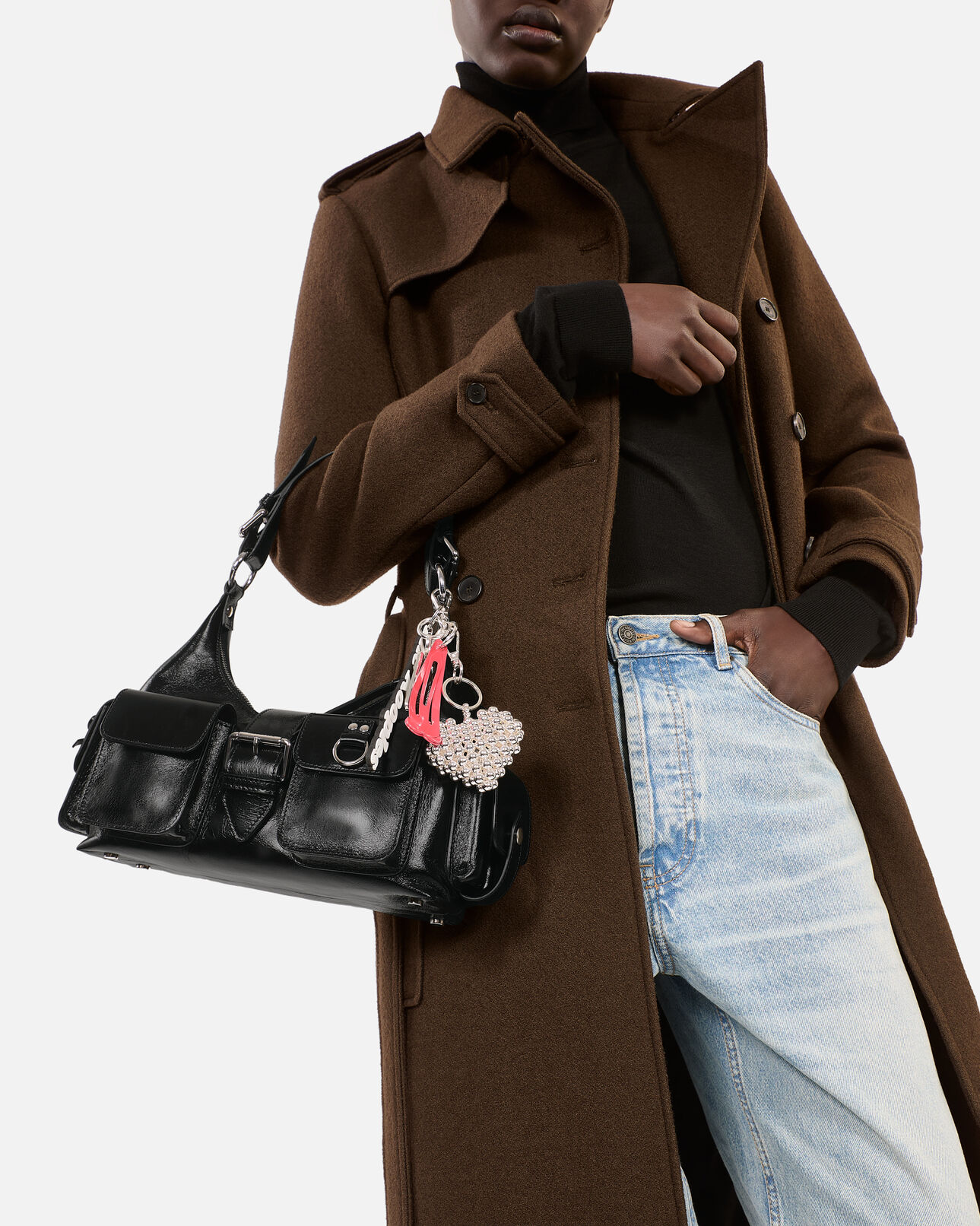 The Kooples FEMME BLACK sac amelia en cuir craquelé noir