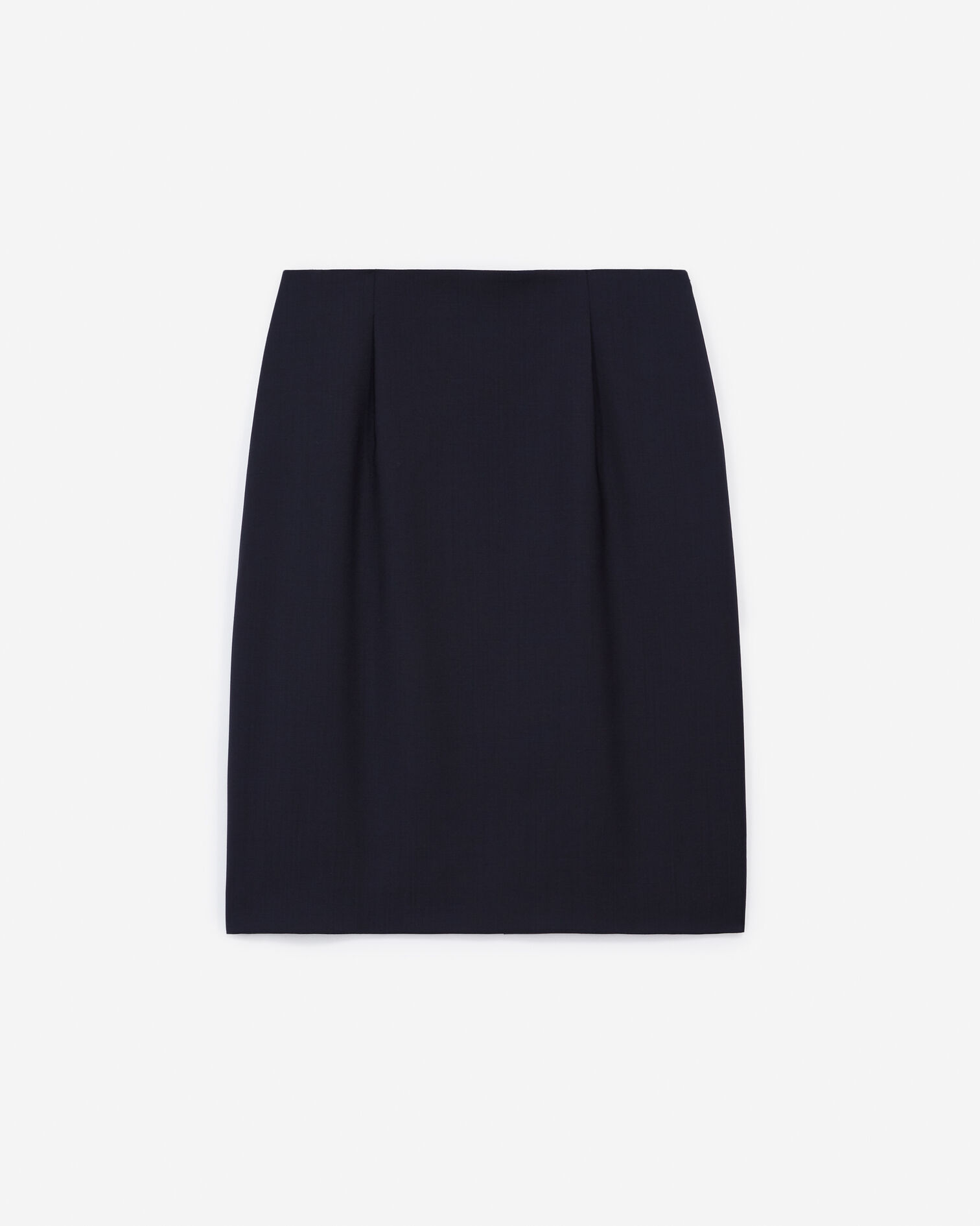 Navy blue pencil skirt in wool with pockets, NAVY, hi-res image number null