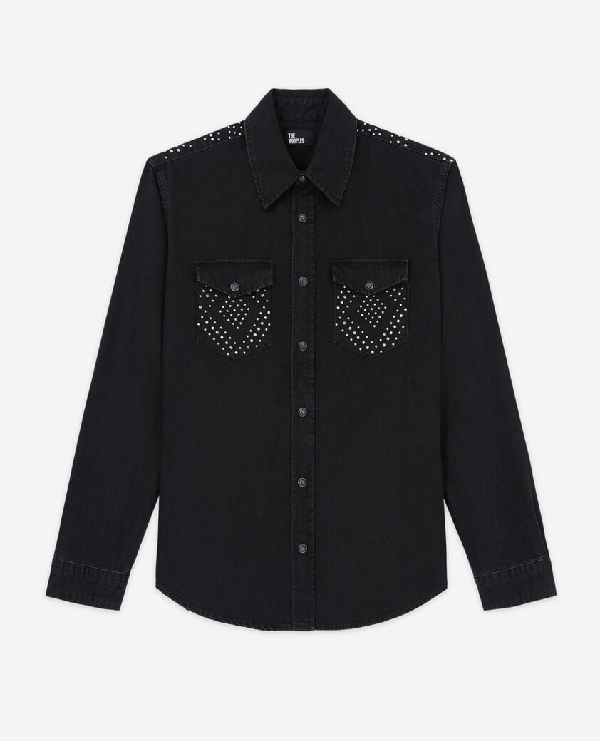 The Kooples F BLACK WASHED black shirt with stud details