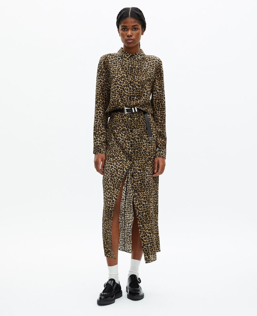 The Kooples MUJER LEOPARD vestido largo seda leopardo