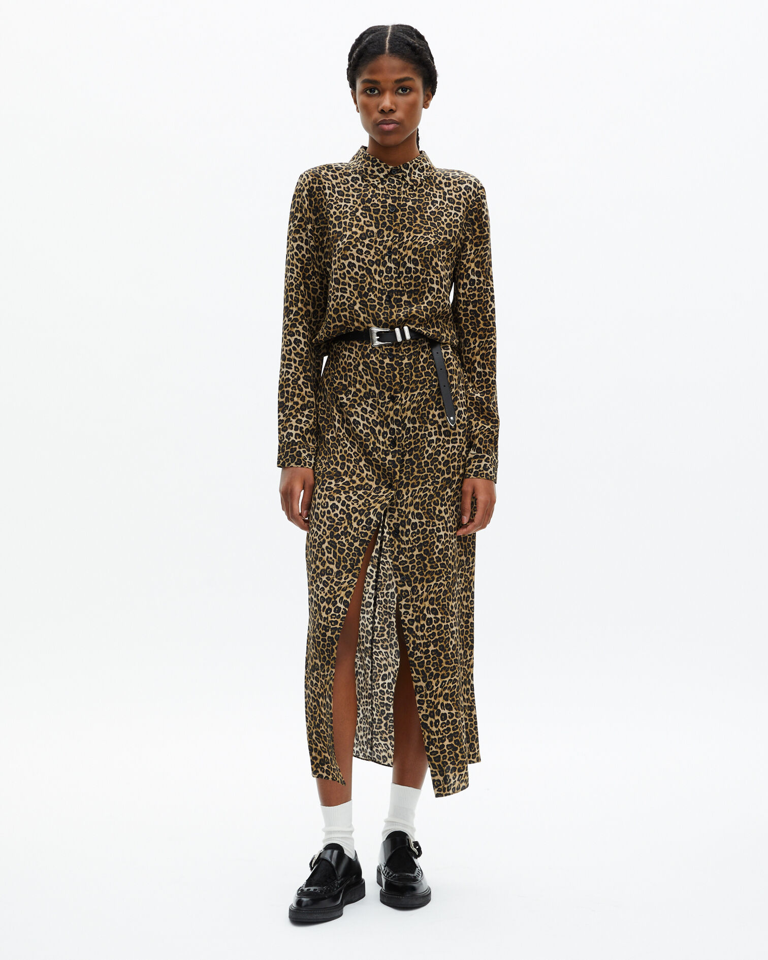 Long leopard print silk dress, LEOPARD, hi-res image number null
