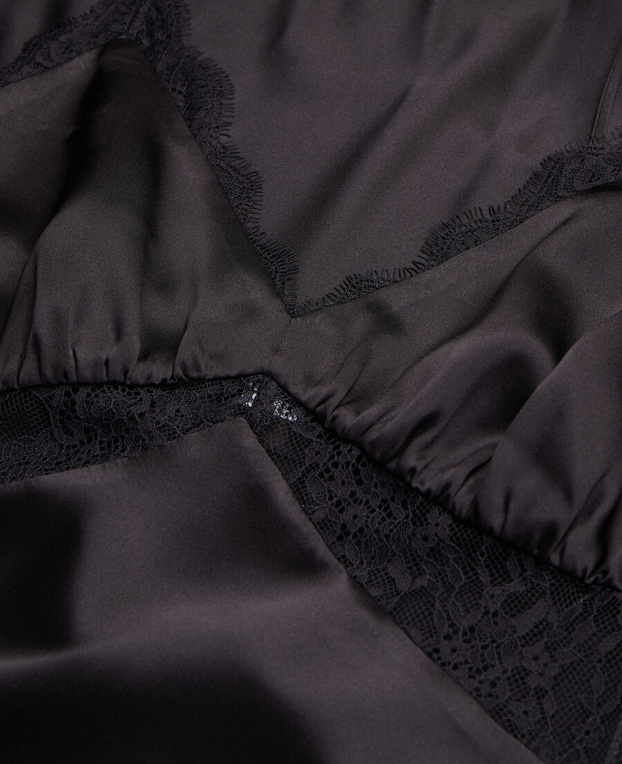 robe nuisette courte noire en soie