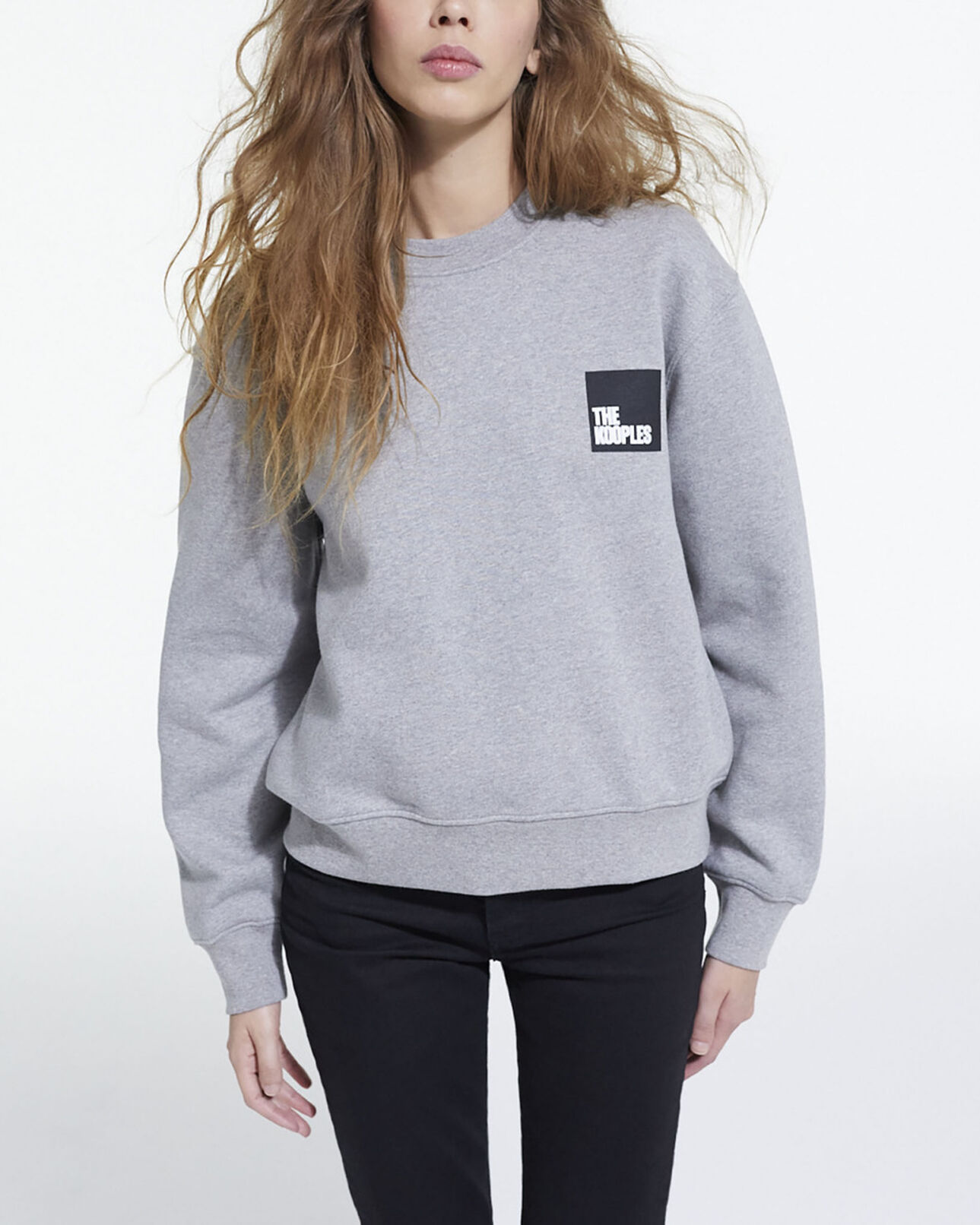 The Kooples FEMME GREY MELANGE sweat à logo gris