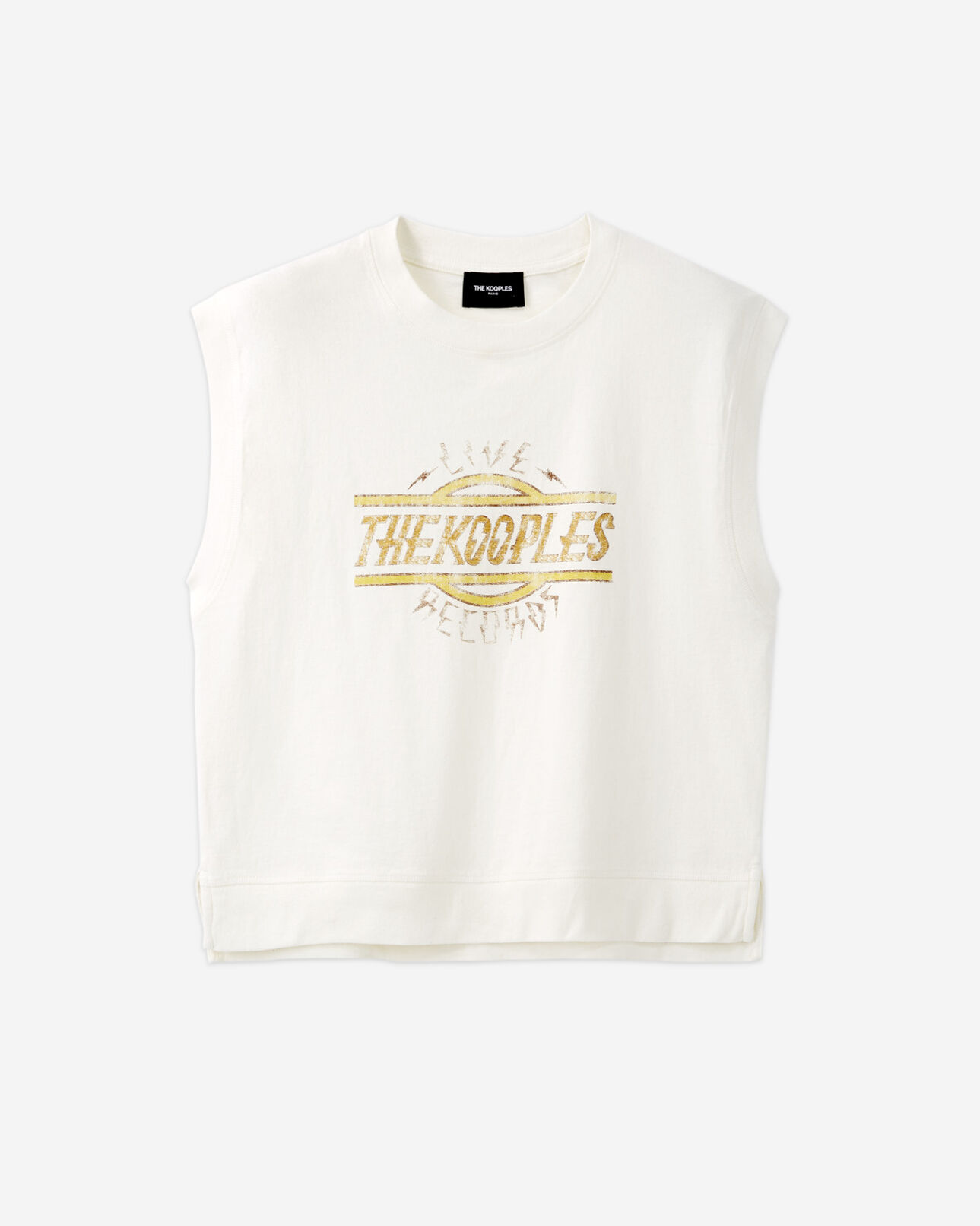 The Kooples WOMEN ECRU sleeveless printed ecru cotton t-shirt