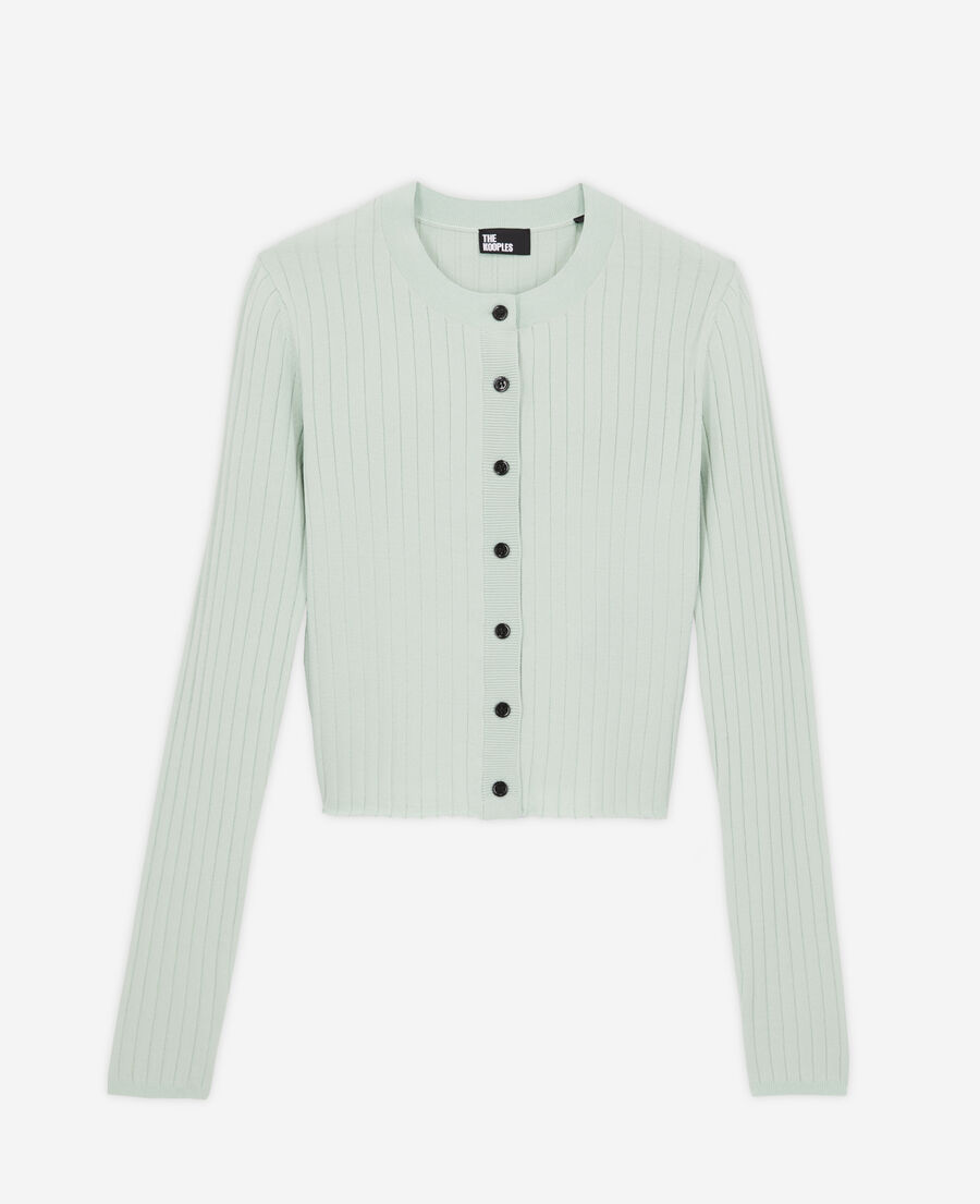 short ribbed light green cardigan