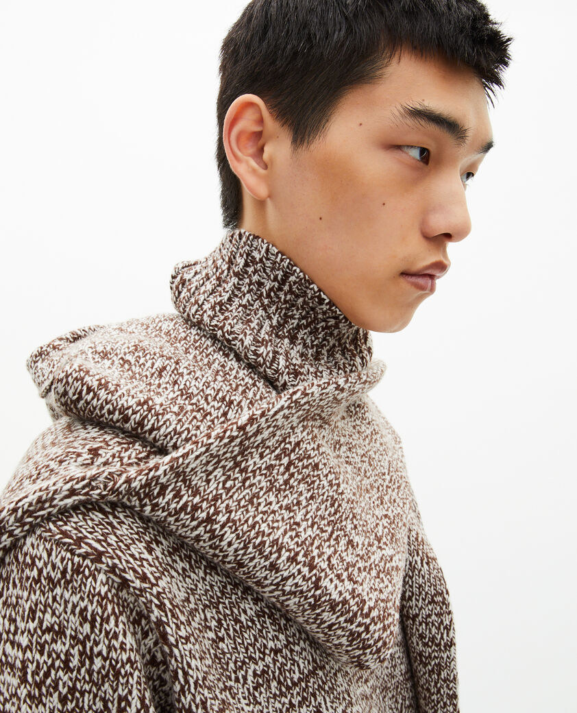 The Kooples MEN BEIGE-BROWN beige and white turtleneck sweater