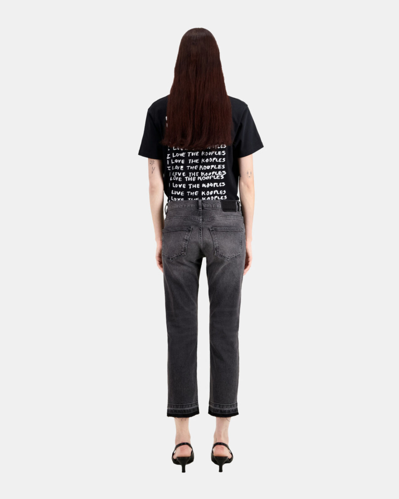 The Kooples MUJER LIGHT GREY MEL/WHITE vaqueros grises rectos