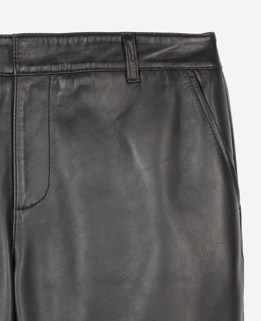 The Kooples WOMEN BLACK black leather capri pants