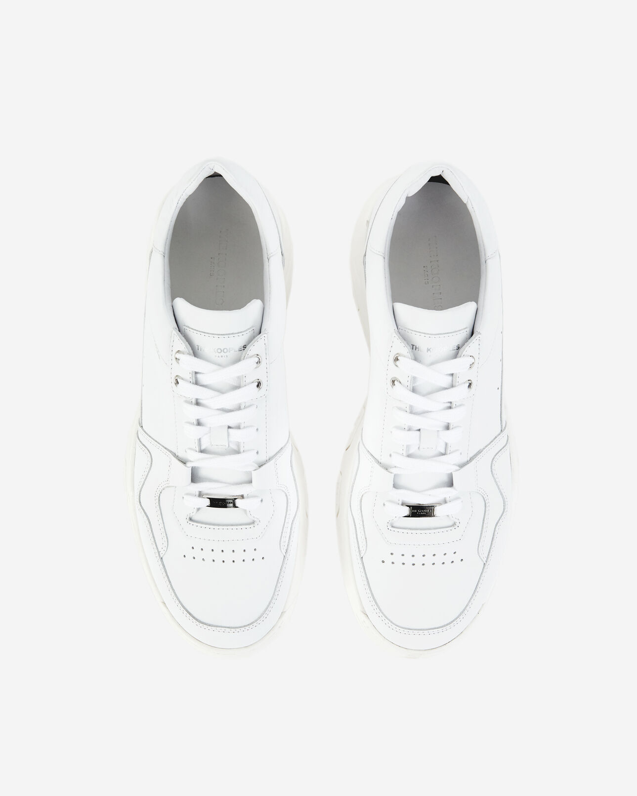 The Kooples HERREN WHITE weiße turnschuhe aus leder mit aussparungen