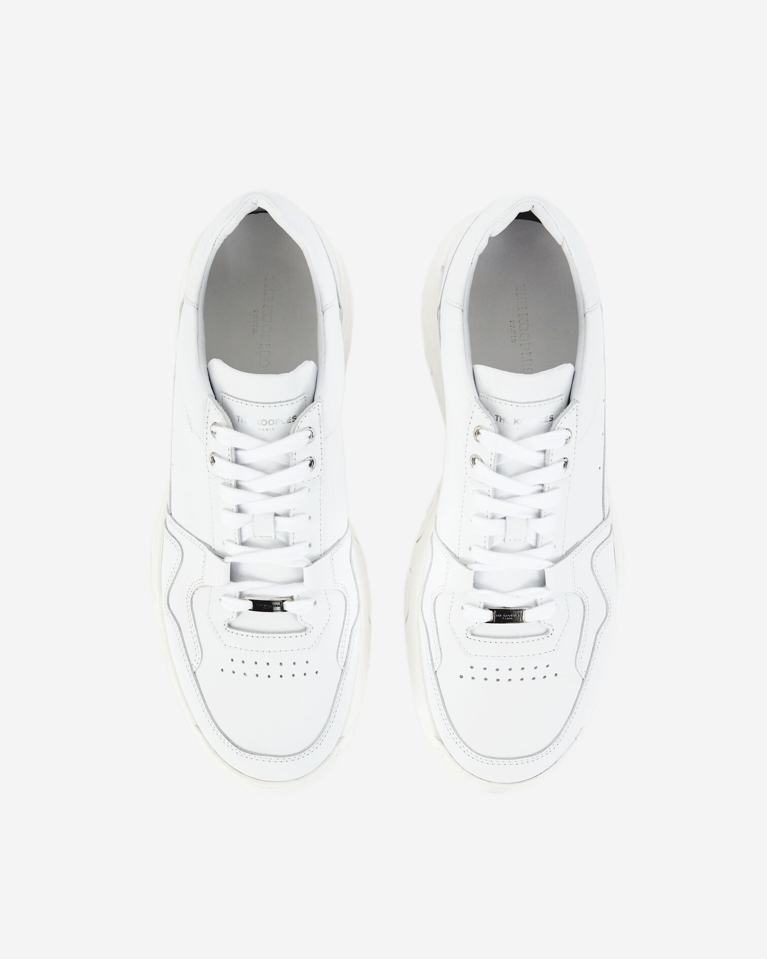 Weiße Turnschuhe aus Leder mit Aussparungen, WHITE, hi-res image number null