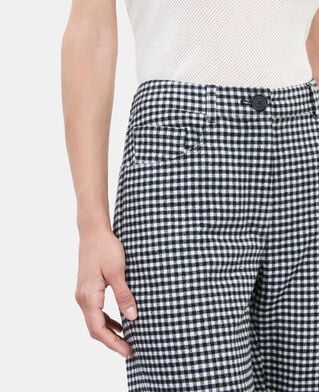 The Kooples MUJER BLACK WHITE pantalón traje acampanado cuadros vichy