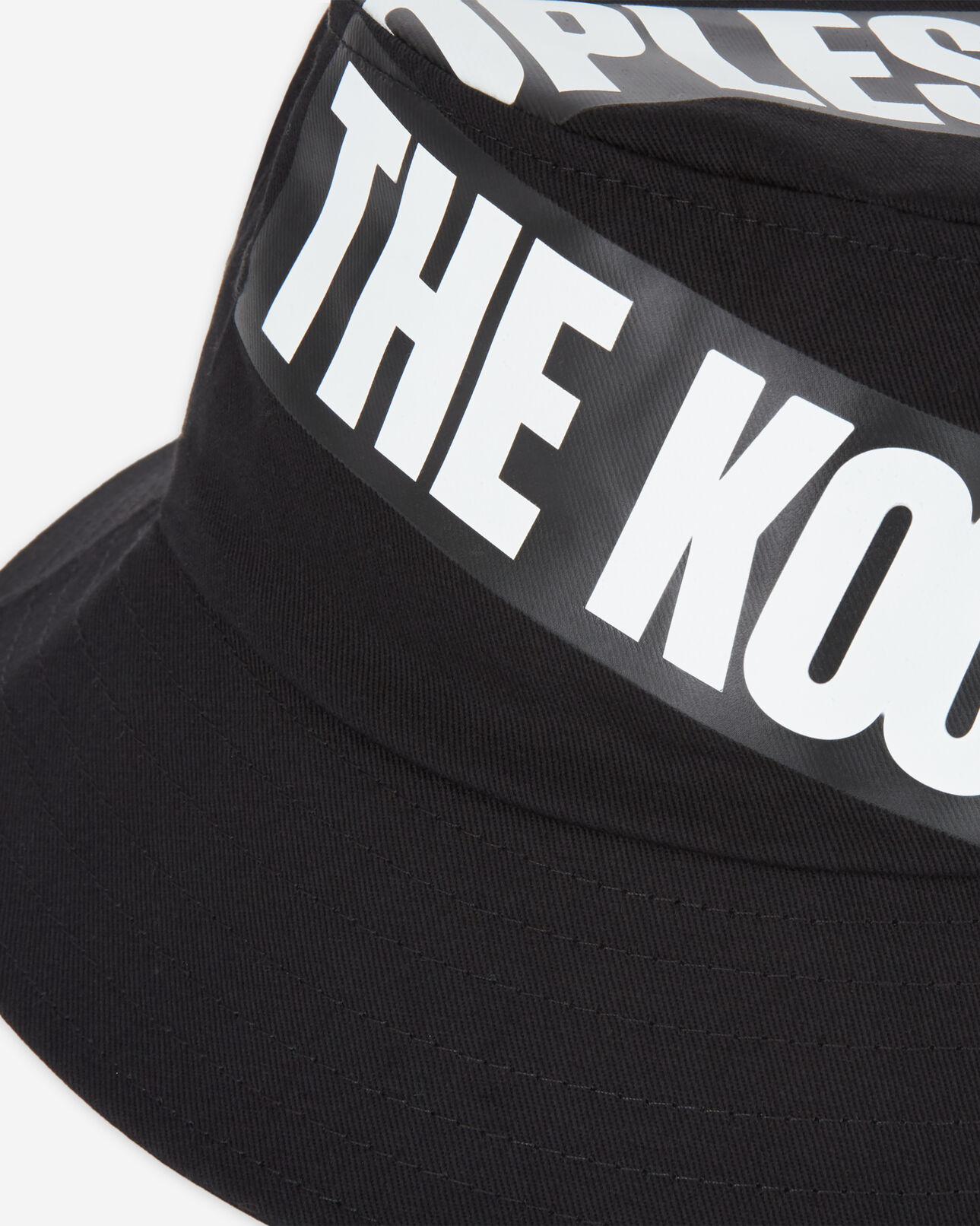 The Kooples MIXED BLACK reversible black bucket hat with tape logo