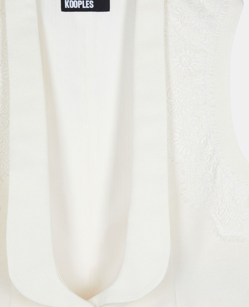 The Kooples DAMEN ECRU ecrufarbene weste mit spitzendetails