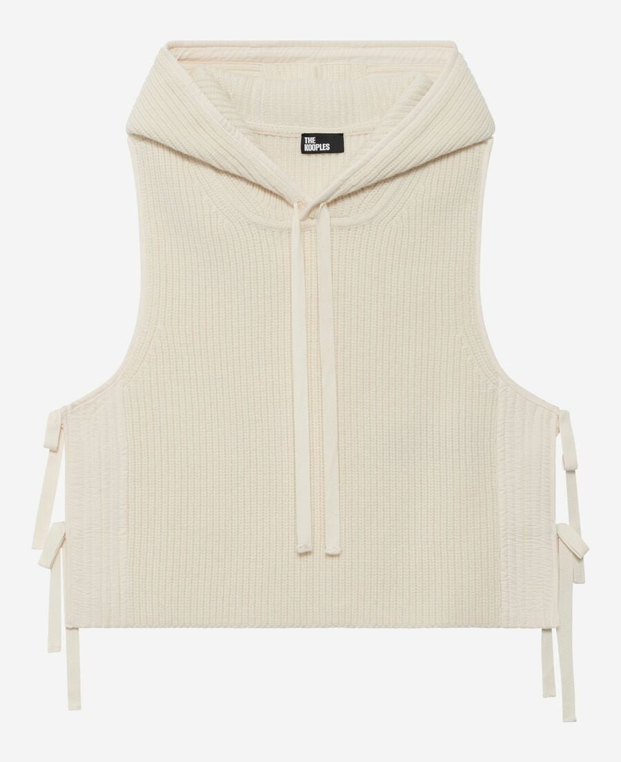 The Kooples FEMME ECRU pull sans manches en laine et coton écru