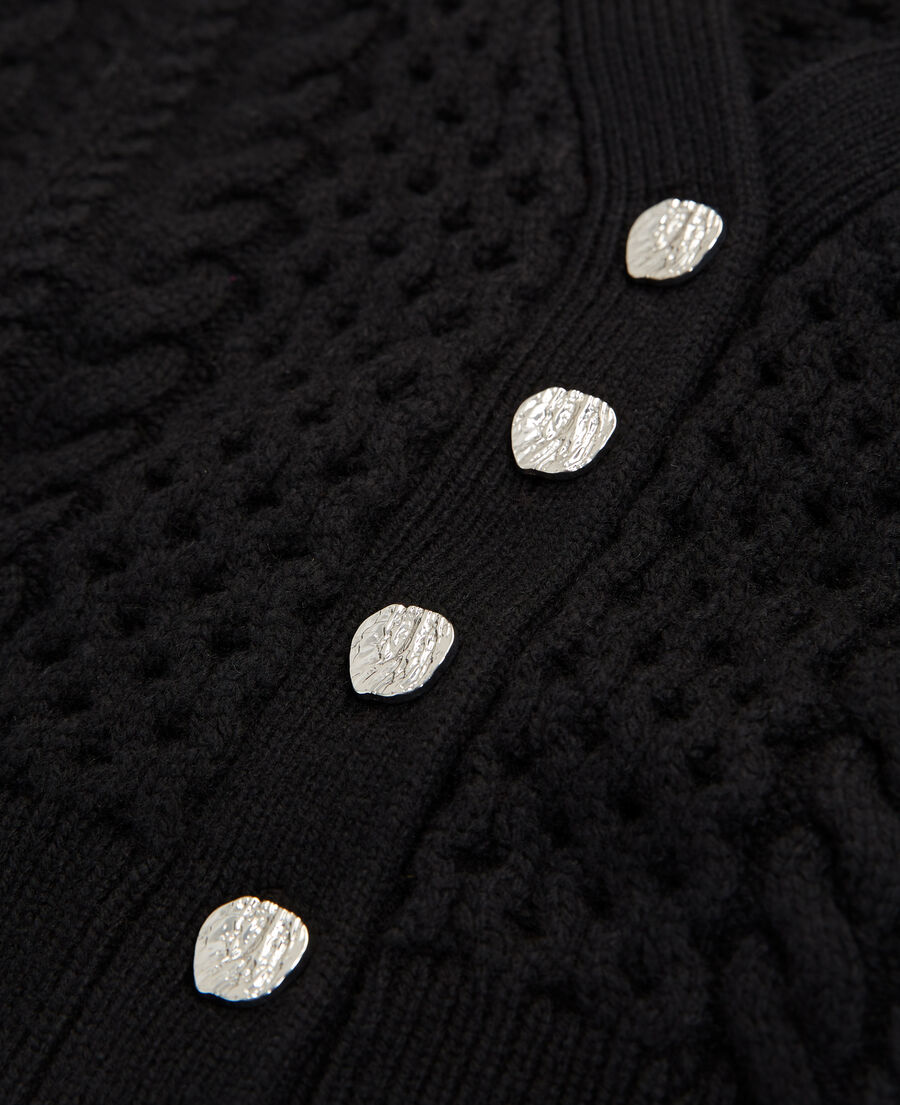 Black wool cardigan with jewel buttons | The Kooples - US