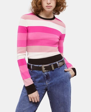 The Kooples WOMEN LIGHT PINK/DARK PINK/BLAC short pink striped sweater
