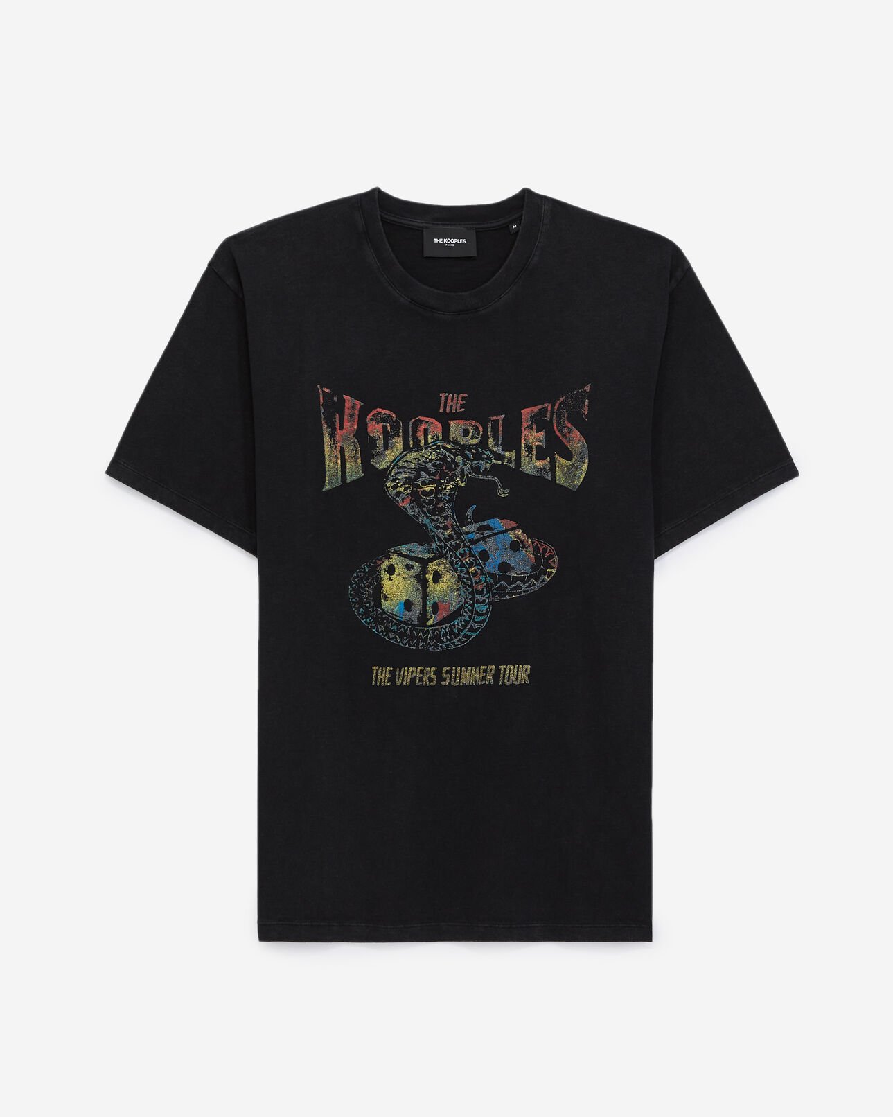 The Kooples MEN BLACK WASHED faded black t-shirt in cotton with logo print