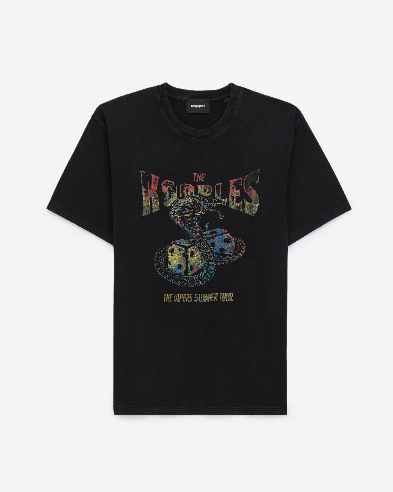 Faded black T-shirt in cotton with logo print, BLACK WASHED, hi-res image number null