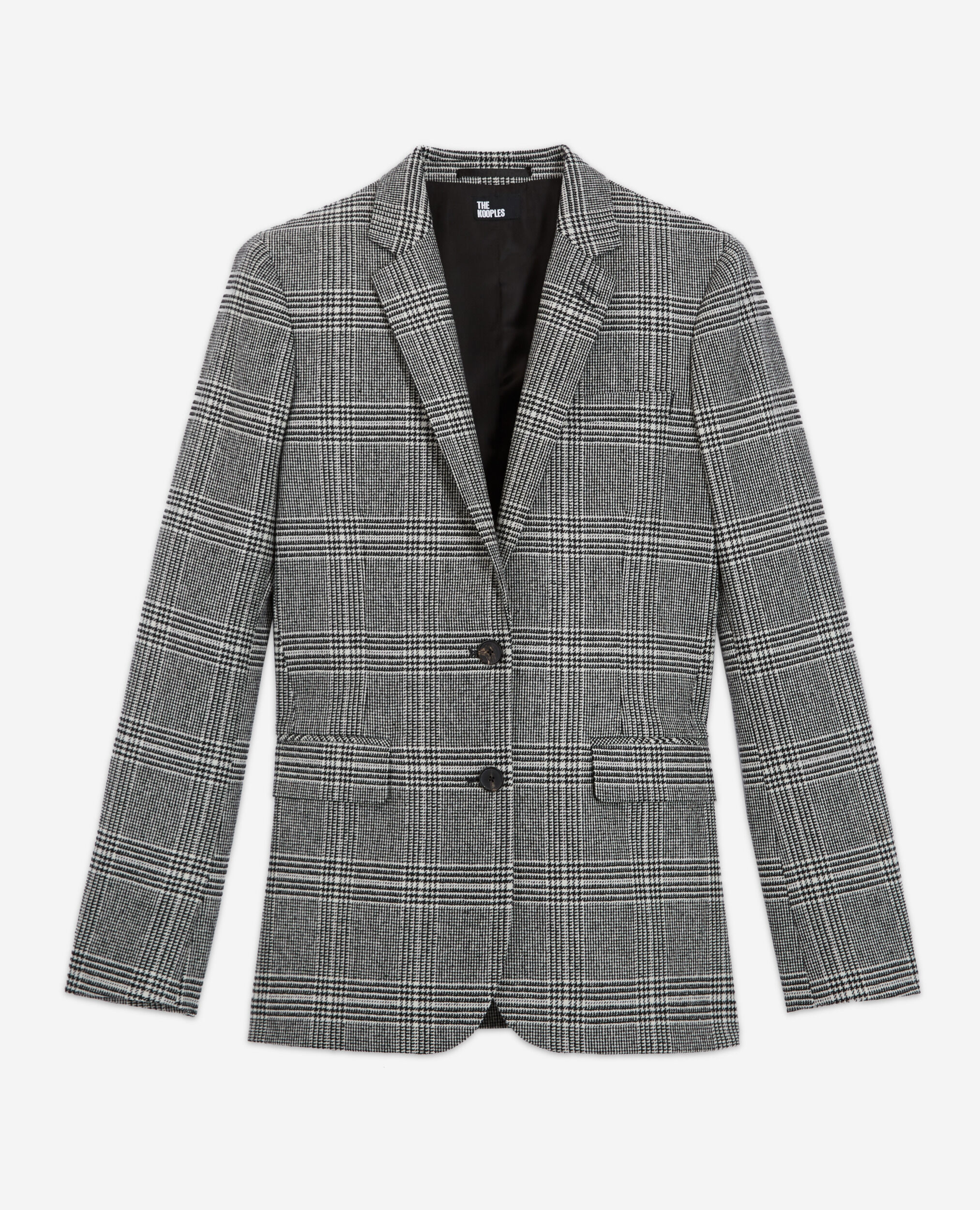 Wool jacket with check motif, BLACK WHITE, hi-res image number null