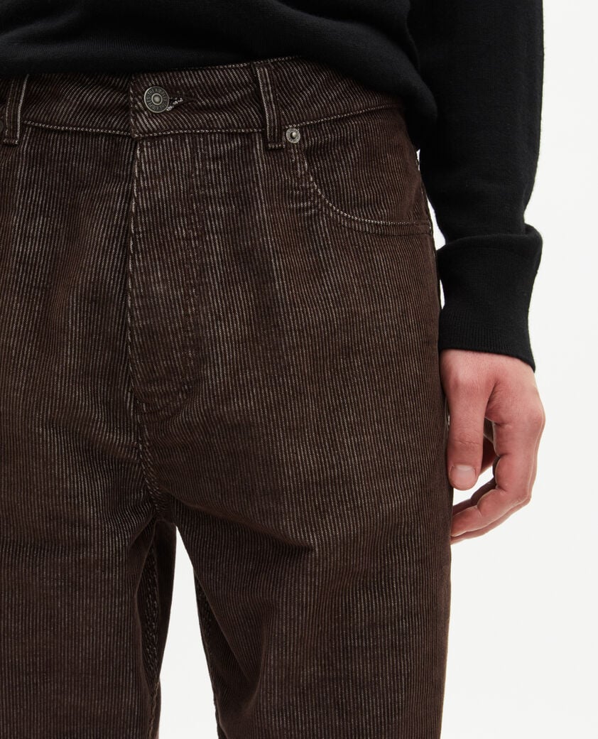 The Kooples HOMME TABACCO jean baggy en velours côtelé marron