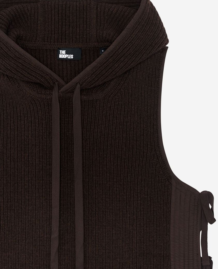 The Kooples FEMME CHOCOLATE pull sans manches en laine et coton marron