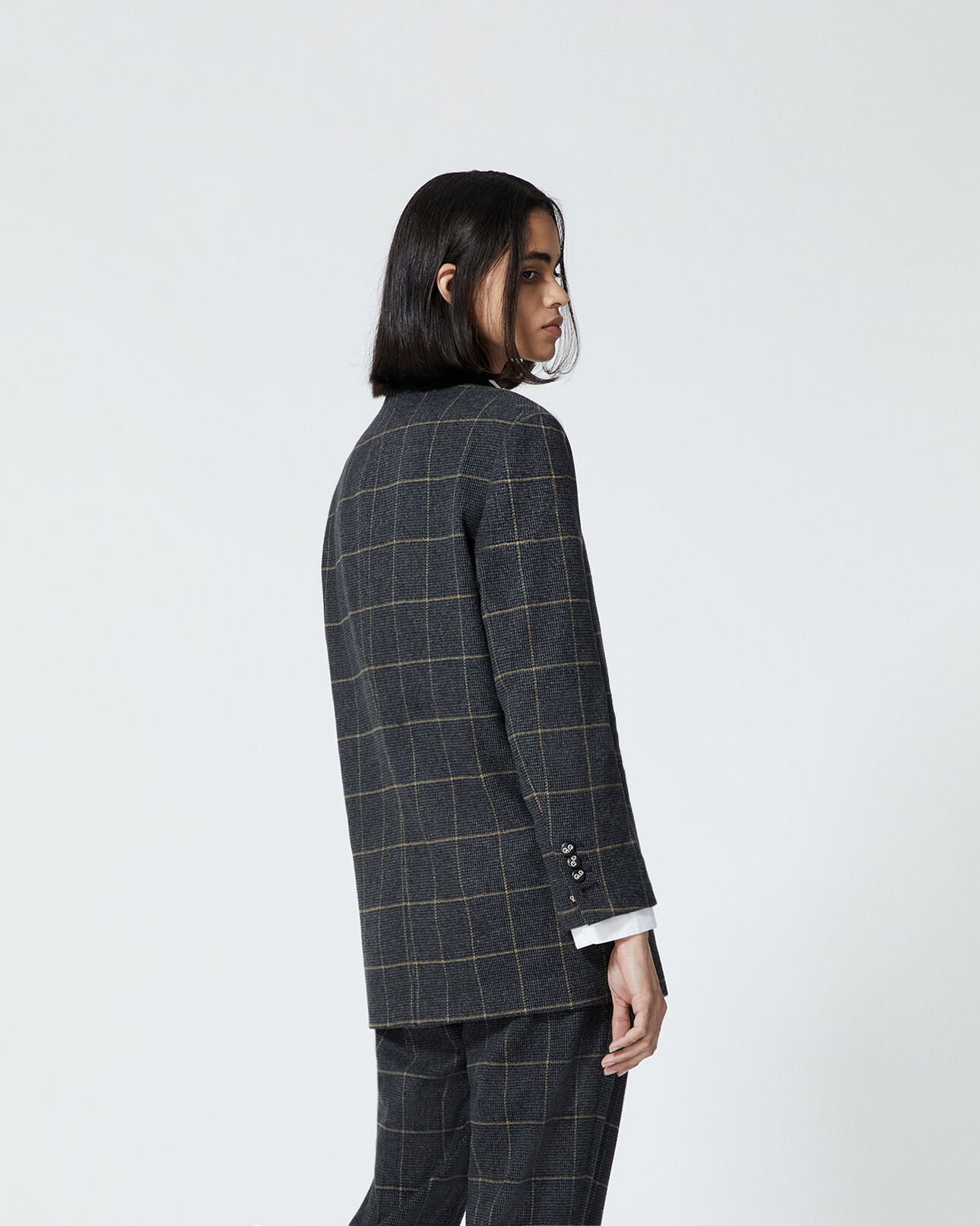 The Kooples WOMEN OCRE flowing jacket with prince-of-wales motif
