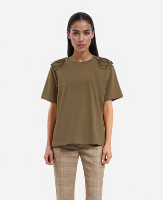 The Kooples WOMEN KAKI t-shirt with khaki chains