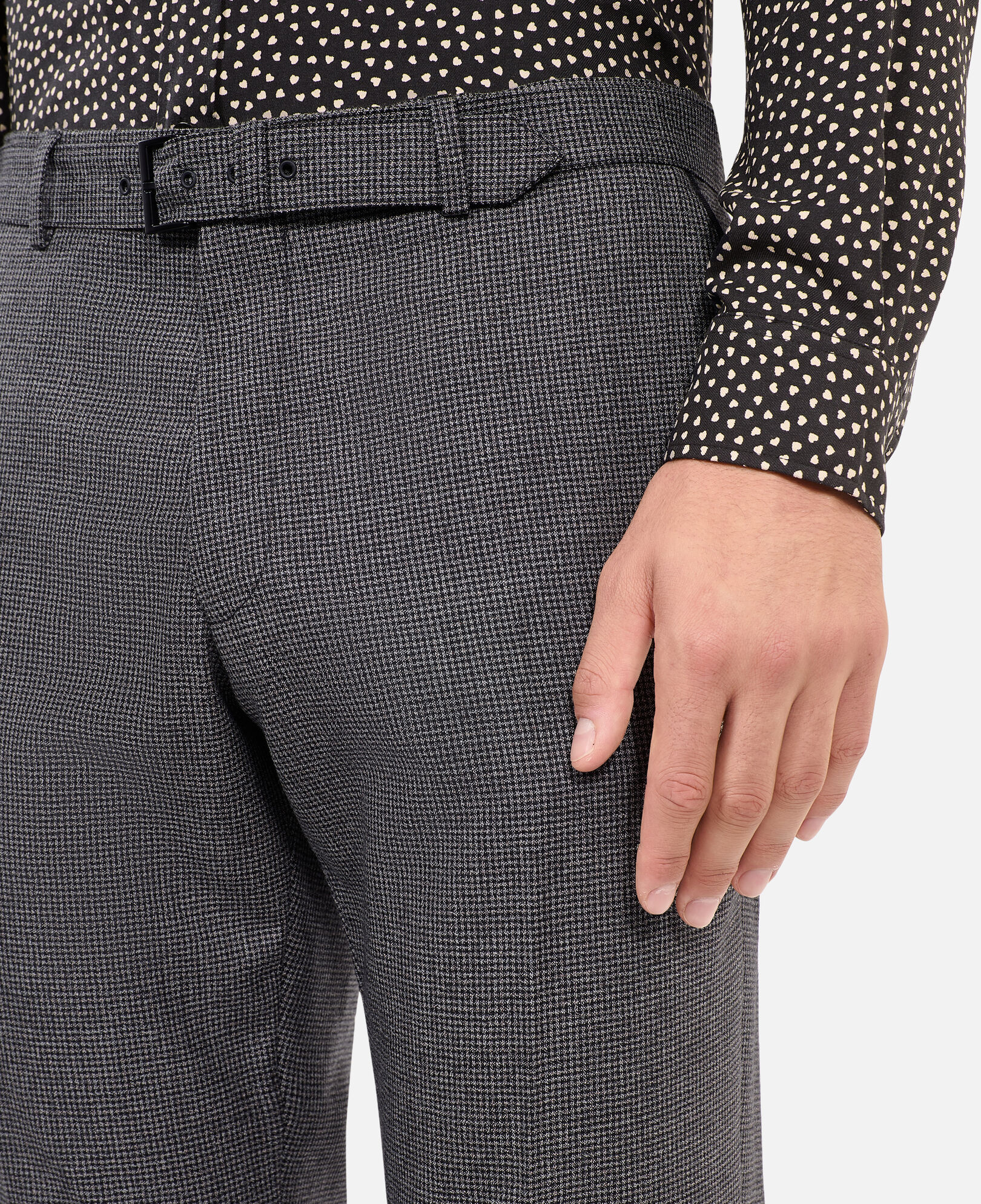 The Kooples MEN BLACK GREY black and white houndstooth suit trousers