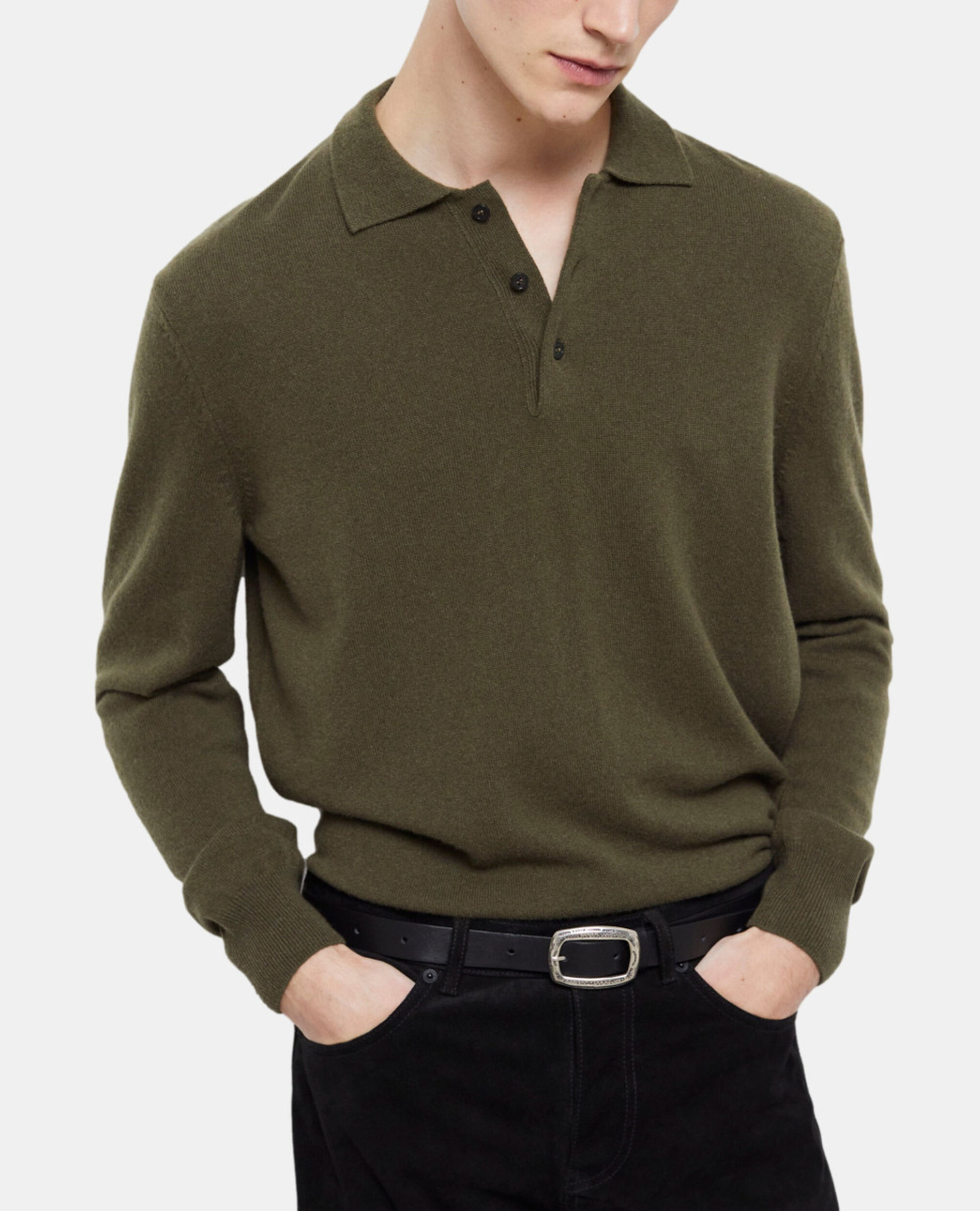 Khaki cashmere sweater, ALGUE, hi-res image number null