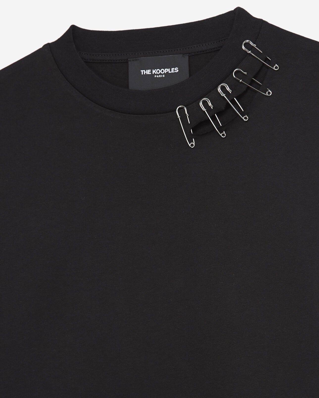 The Kooples MUJER BLACK camiseta negra algodón detalles imperdibles